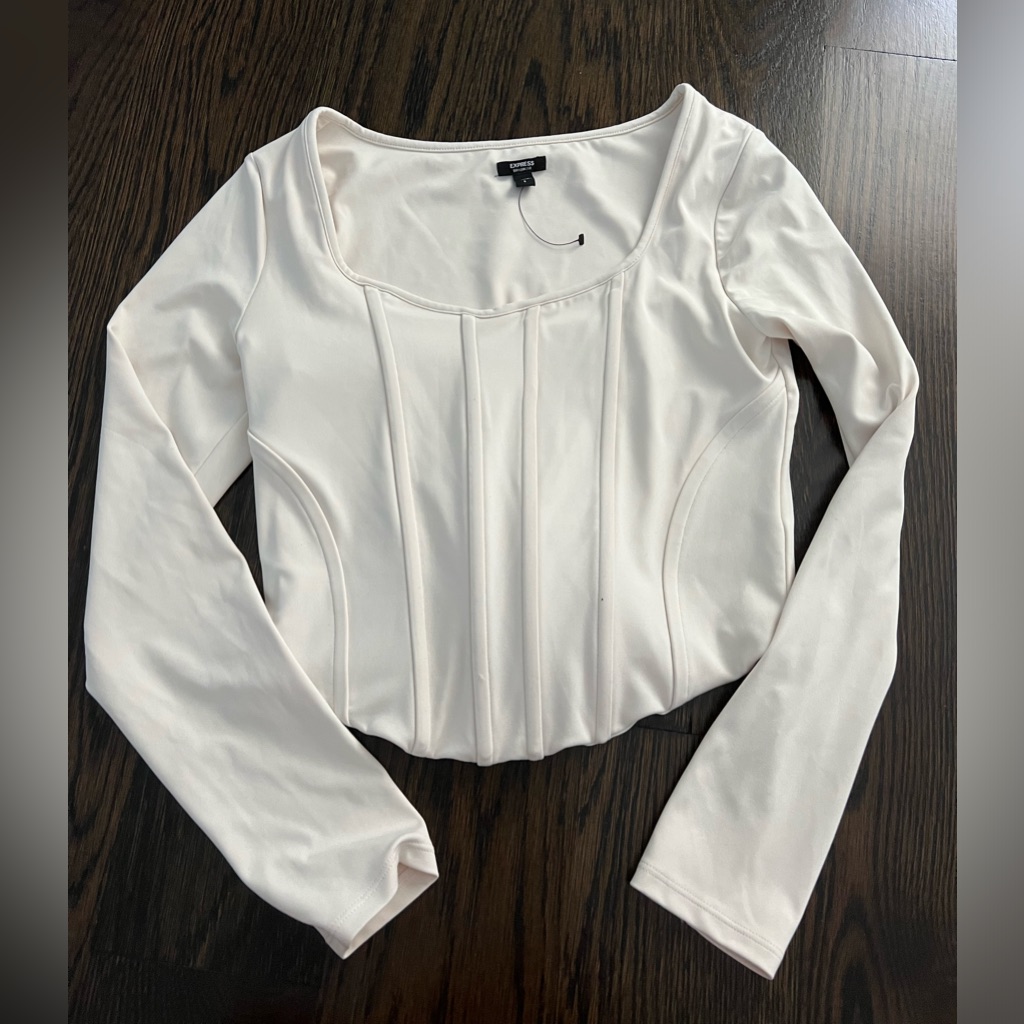 Express Off-White Corset Top With Boning